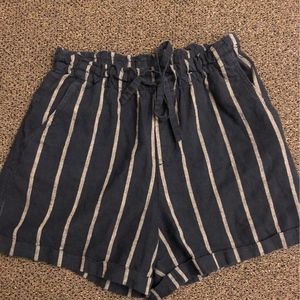 UniQlo Navy Blue/Silver stripped linen shorts